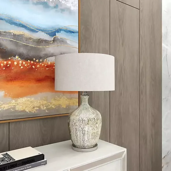 Beige Marbled Mercury Glass Table Lamp