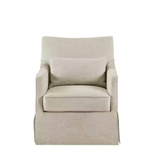 Beige Skirted Swivel Martha Stewart Accent Chair