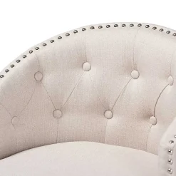 Beige Tufted Seat Swivel Counter Stools, Set of 2