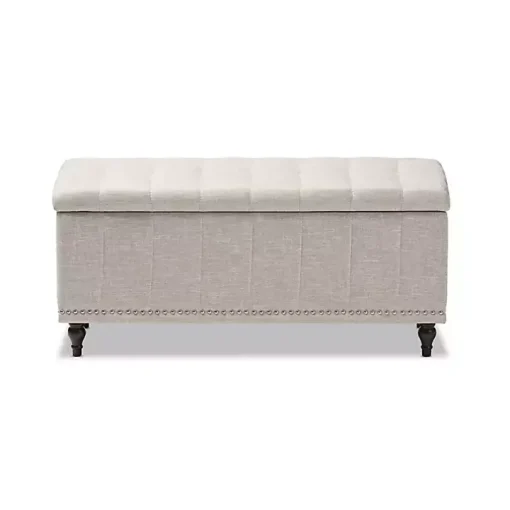 Beige Tufted Upholstery Storage Ottoman