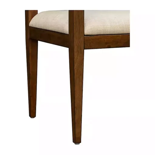 Beige Upholstered Wood Dining Chairs, Set of 2