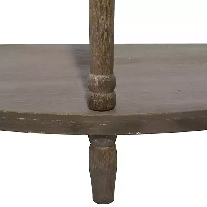 Beige Wood and Metal Half Moon Console Table