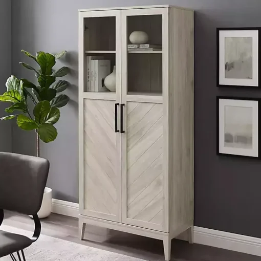 Birch Chevron Wooden Storage Cabinet