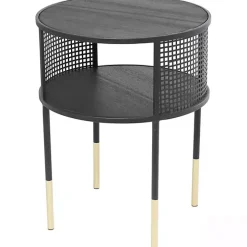 Black & Gold Metal Mesh Round Accent Table