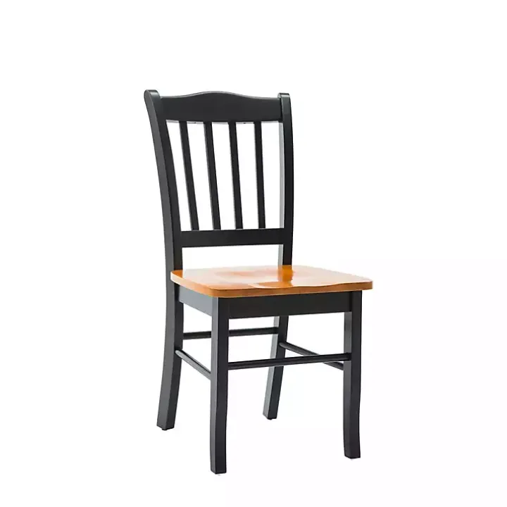 Black & Oak Wood Shaker Dining Chairs, Set of 2