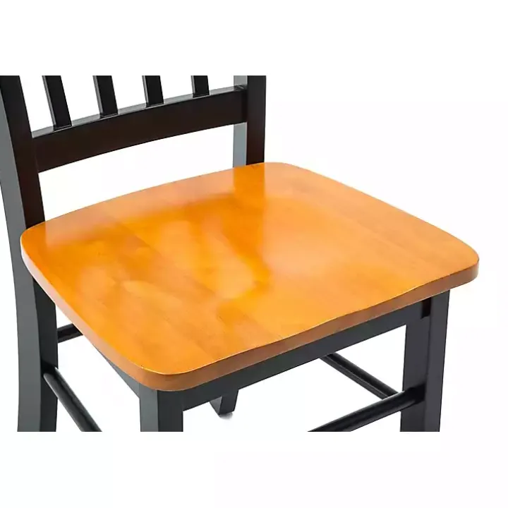 Black & Oak Wood Shaker Dining Chairs, Set of 2