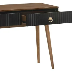 Black & Walnut Soft-Close Wood Console Table