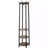 Black and Brown Wood and Metal Shelf Coat Rack