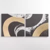 Black and Gold Curves Canvas Art Prints, Set of 2