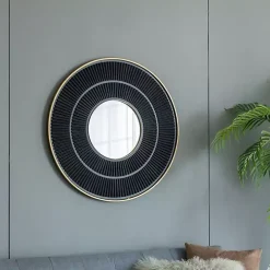 Black and Gold Double Ribbed Wall Mirror