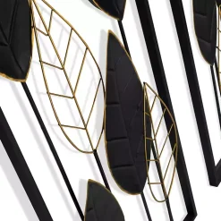 Black and Gold Metal Leaves Wall Plaque