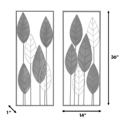 Black and Gold Metal Leaves Wall Plaque