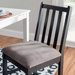 Black and Gray Classic Dining Chairs, Set of 2