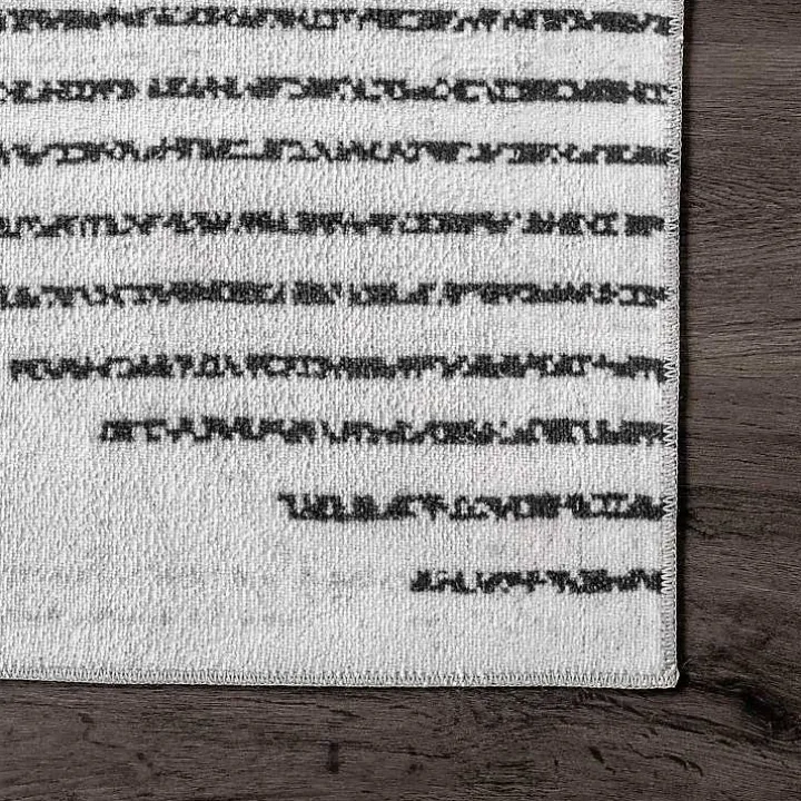 Black and Ivory Diamond Washable Area Rug, 5x8