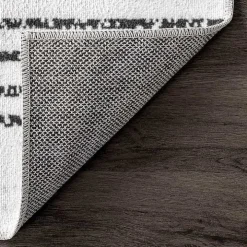 Black and Ivory Diamond Washable Area Rug, 5x8