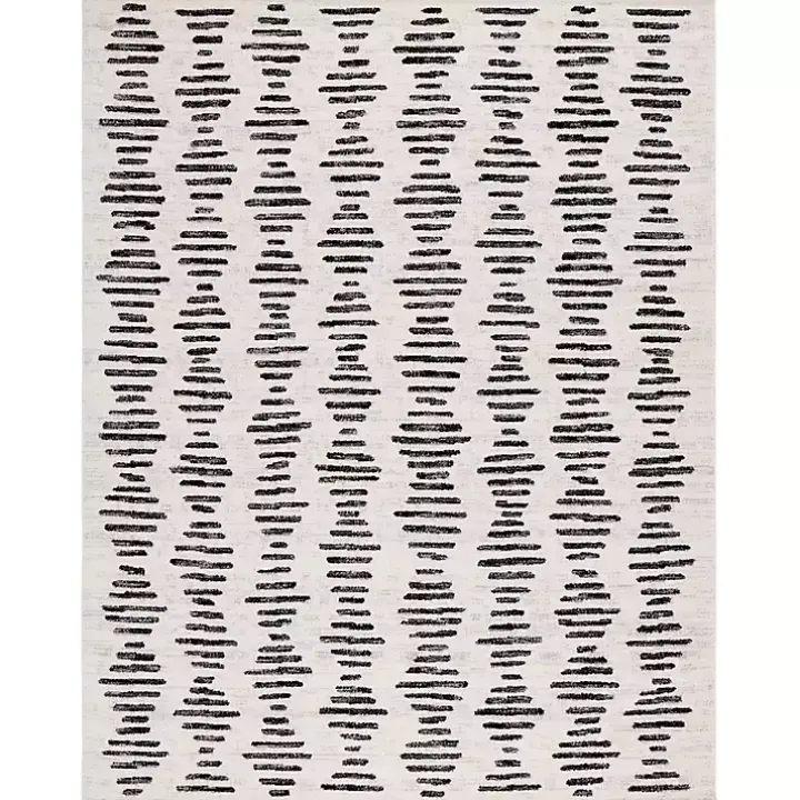 Black and Ivory Tulum Geometric Area Rug, 8x10