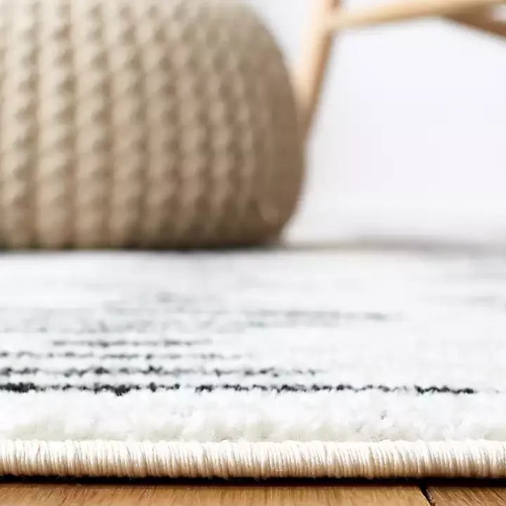 Black and Ivory Tulum Geometric Area Rug, 8x10