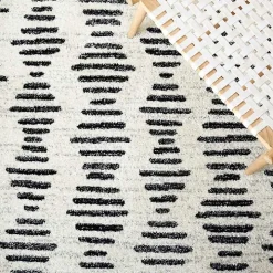 Black and Ivory Tulum Geometric Area Rug, 8x10