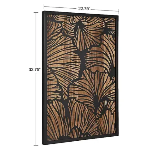 Black and Natural Wood Botanical Wall Plaque