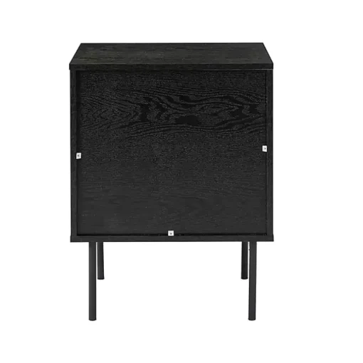 Black and Natural Wood 2-Drawer Nightstand