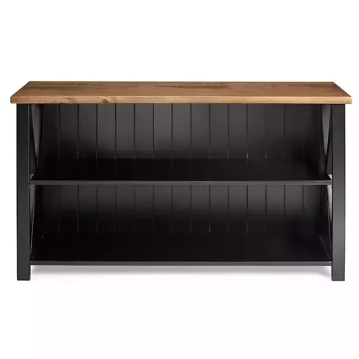 Black and Rustic Oak Wood Farmhouse Console Table