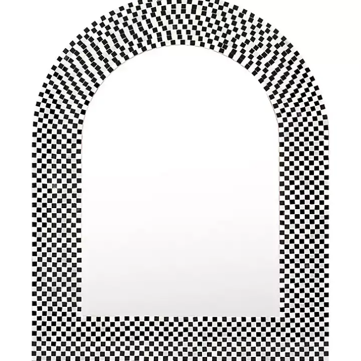 Black and White Checkered Arch Wall Mirror