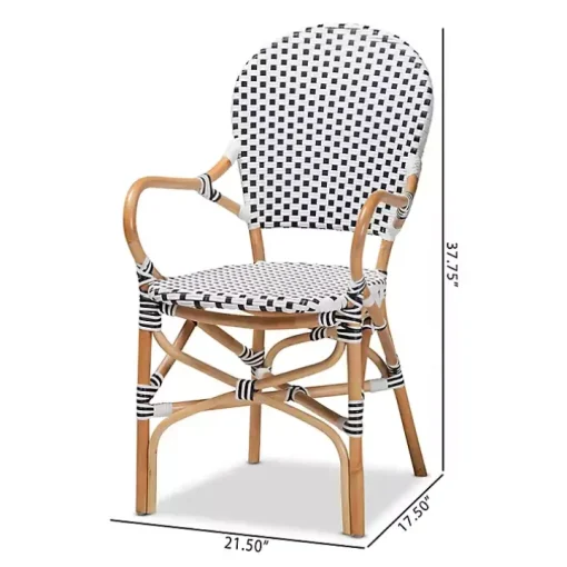 Black and White Woven Dining Chairs, Set of 2