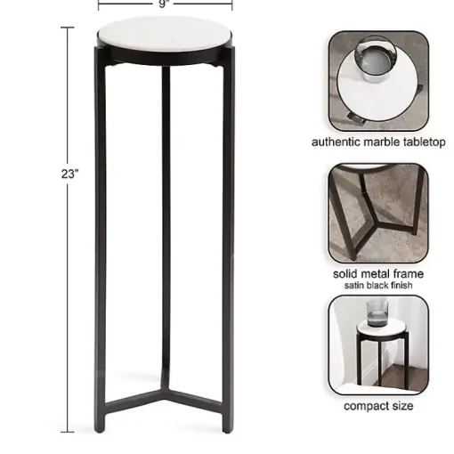 Black Angular Marble Accent Table
