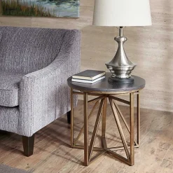 Black Antique Bronze Kayden Round Accent Table