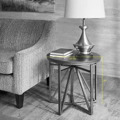 Black Antique Bronze Kayden Round Accent Table