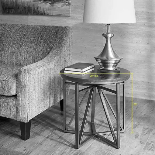 Black Antique Bronze Kayden Round Accent Table