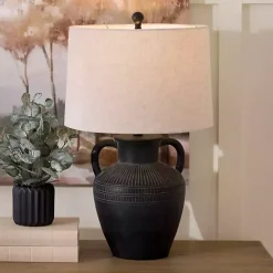 Black Antique Jug Table Lamp with Handles