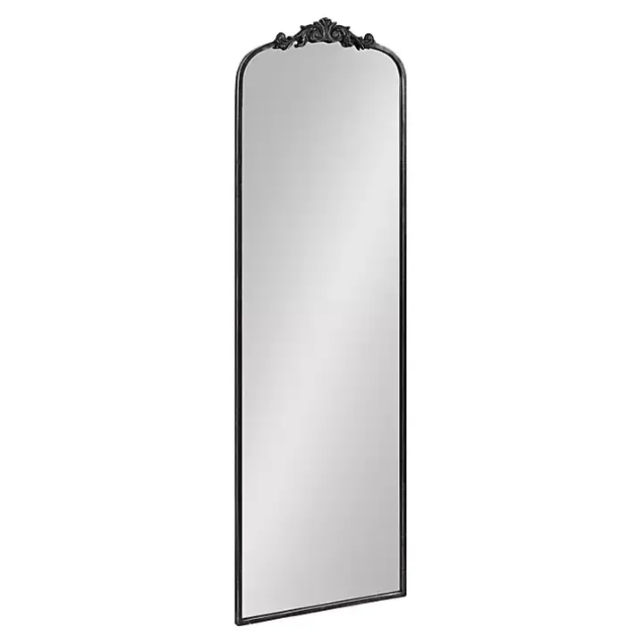 Black Arch Ornate Crown Full Length Wall Mirror