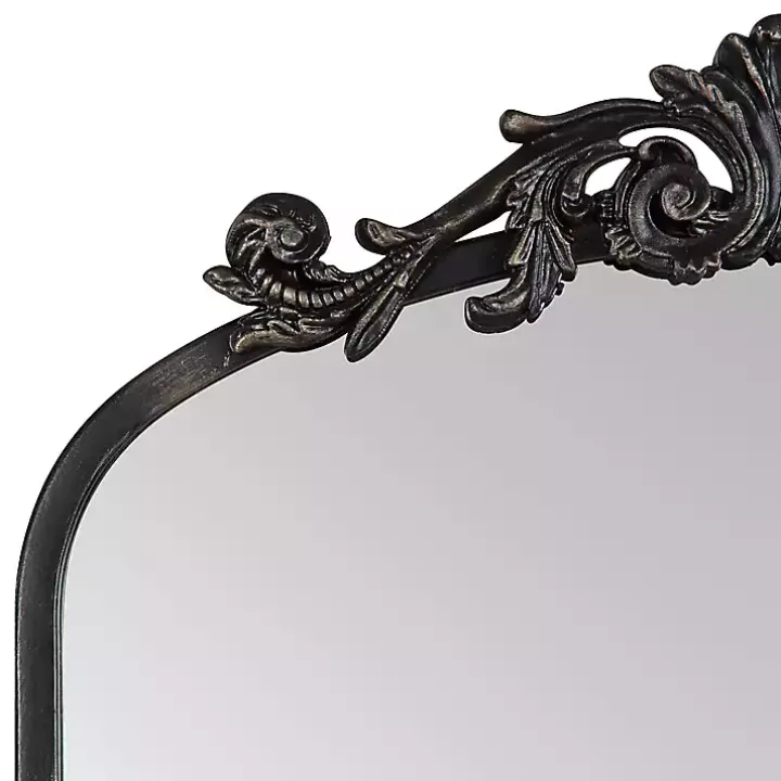 Black Arch Ornate Crown Full Length Wall Mirror