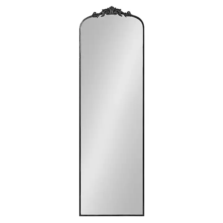 Black Arch Ornate Crown Full Length Wall Mirror