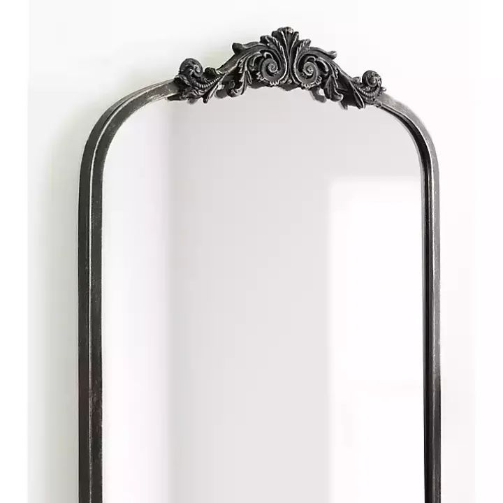 Black Arch Ornate Crown Full Length Wall Mirror