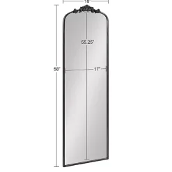 Black Arch Ornate Crown Full Length Wall Mirror