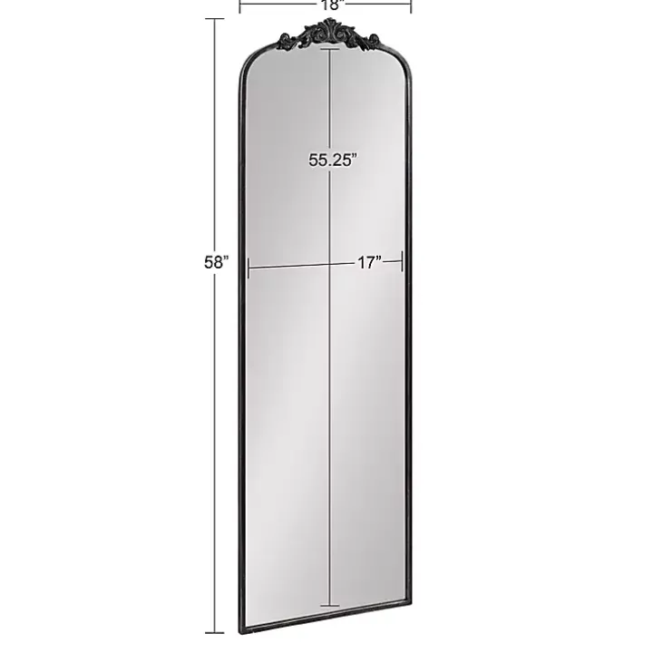 Black Arch Ornate Crown Full Length Wall Mirror