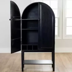 Black Arch Wood Bar Cabinet