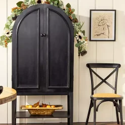 Black Arch Wood Bar Cabinet