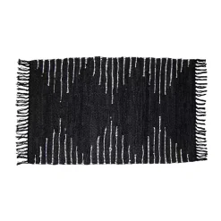 Black Artisanal Leather Diamond Scatter Rug