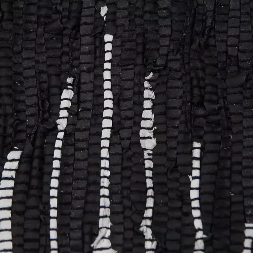 Black Artisanal Leather Diamond Scatter Rug
