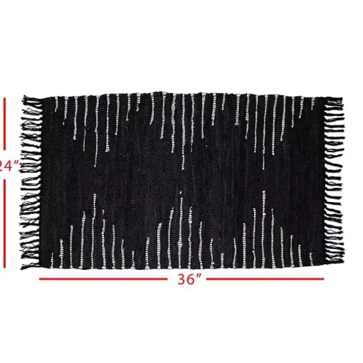 Black Artisanal Leather Diamond Scatter Rug