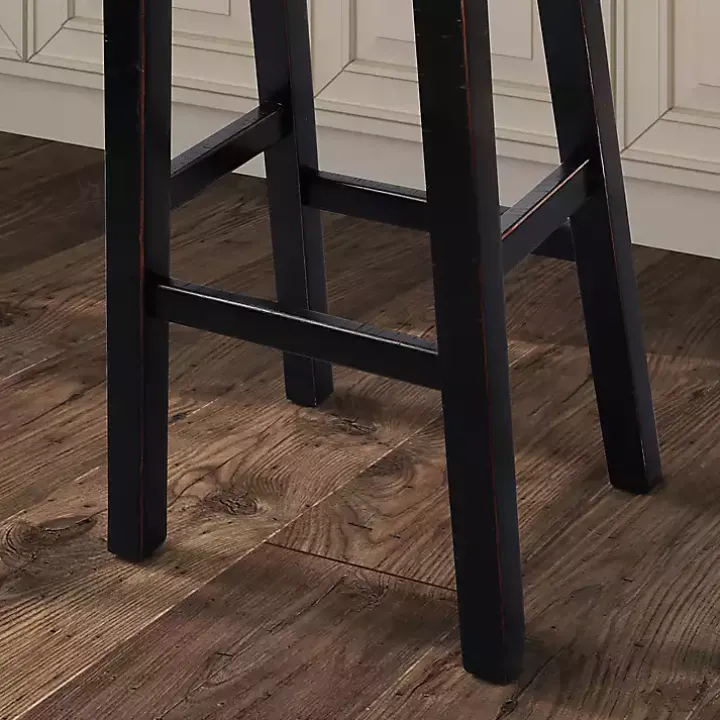 Black Backless Cooper Bar Stools, Set of 2