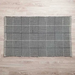 Black Basketweave Scatter Rug