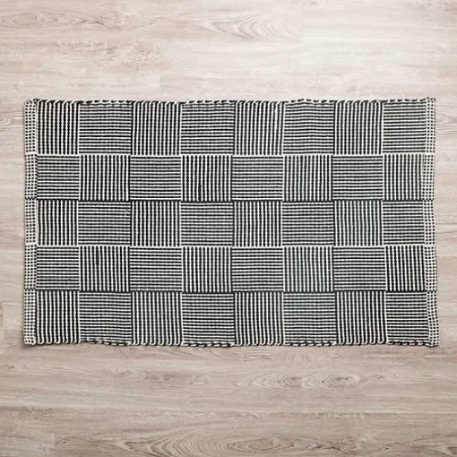 Black Basketweave Scatter Rug