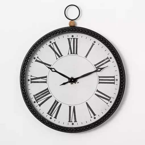 Black Beaded Metal Wall Clock