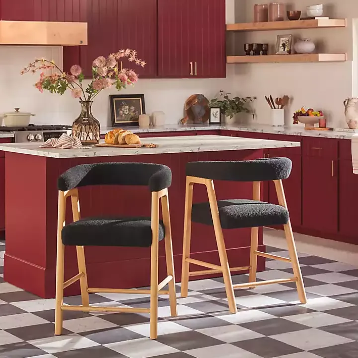 Black Boucle Curved Back Ezra Counter Stool