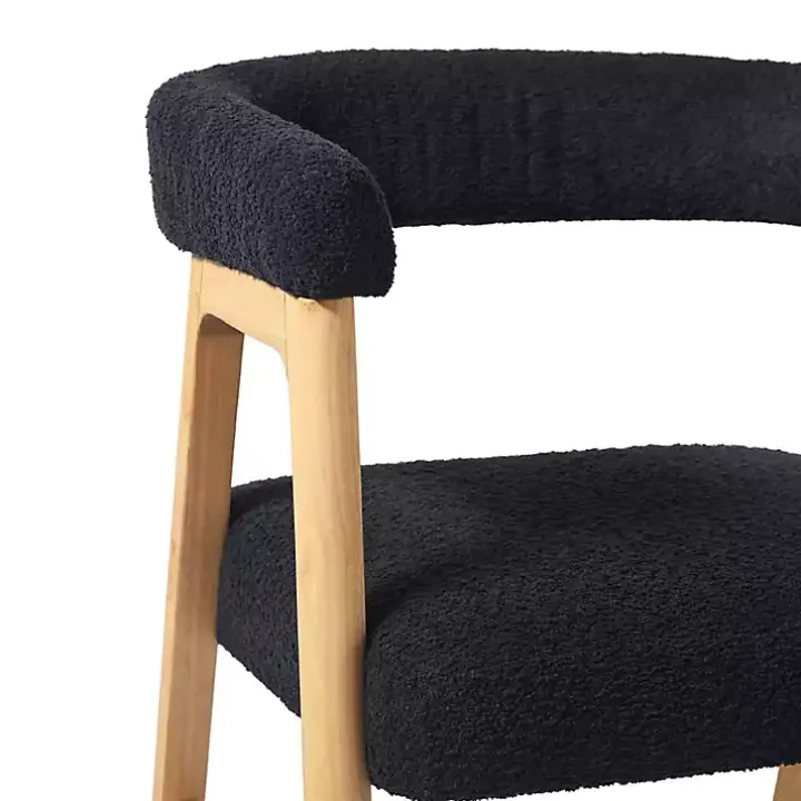 Black Boucle Curved Ezra Dining Chairs, Set of 2