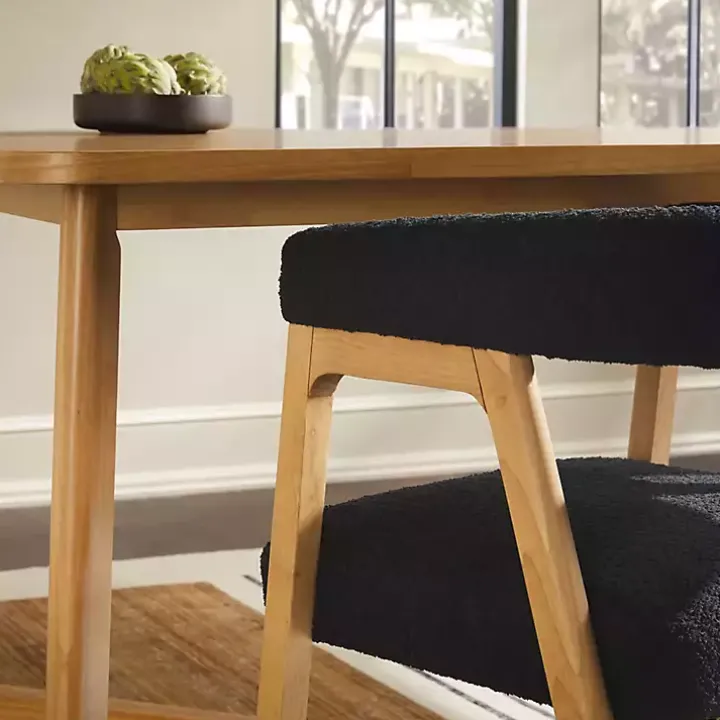 Black Boucle Curved Ezra Dining Chairs, Set of 2